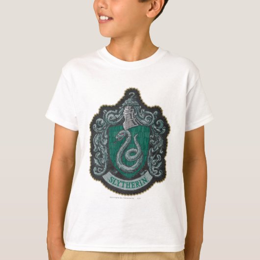 Retro mächtiges Slytherin Wappen Harry Potter | T-Shirt (Vorderseite)