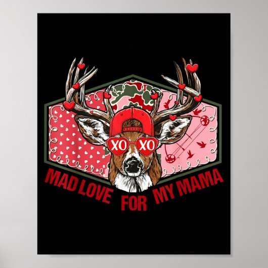 Retro Mad Love For My Mama Deer Hunting Boys Valen Poster (Vorne)