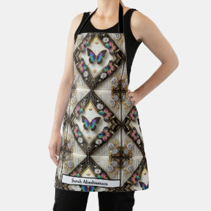 Retro-Mädchen-Art-Deco-Regenbogen-Schmetterlings-S Schürze