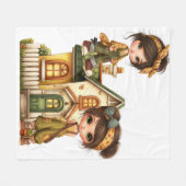 Retro-Mädchen-Babydecke Fleecedecke (Vorderseite (Horizontal))
