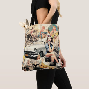 Retro-Mädchen-Collage aus den 1950er Jahren Tasche