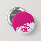 Retro Mädchen-Gesicht im Silhouette-Abzeichen Button (Vorne & Hinten)