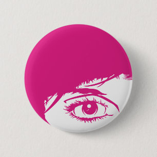 Retro Mädchen-Gesicht im Silhouette-Abzeichen Button