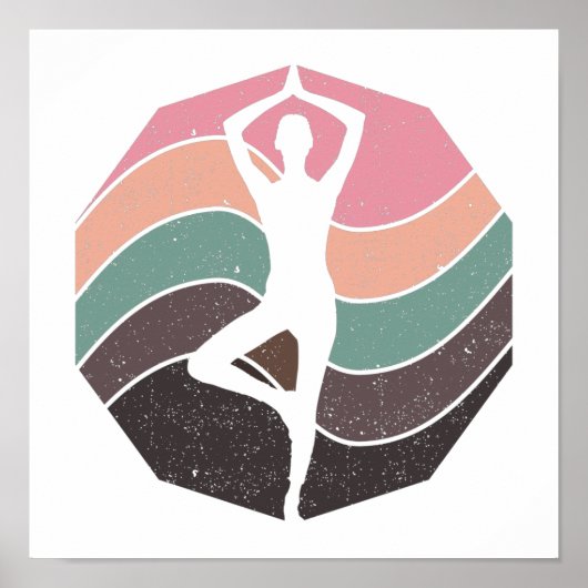 Retro-Mädchen in Pastellfarben beim Yoga oder Turn Poster (Vorne)