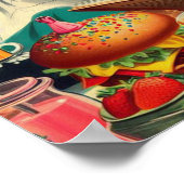 Retro-Mädchen-Kitsch-Illustration Poster (Ecke)