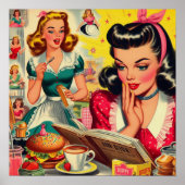 Retro-Mädchen-Kitsch-Illustration Poster (Vorne)
