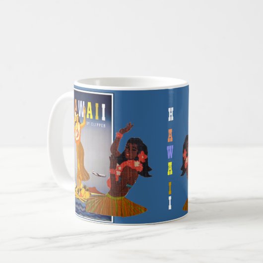 Retro Mädchen-Kunst Hawaiis Hula Kaffeetasse (Vorderseite Links)