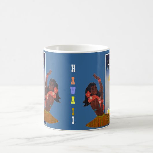 Retro Mädchen-Kunst Hawaiis Hula Kaffeetasse (Mittel)