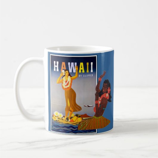 Retro Mädchen-Kunst Hawaiis Hula Kaffeetasse (Links)