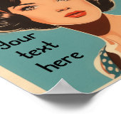 Retro-Mädchen mit benutzerdefiniertem Text Poster (Ecke)