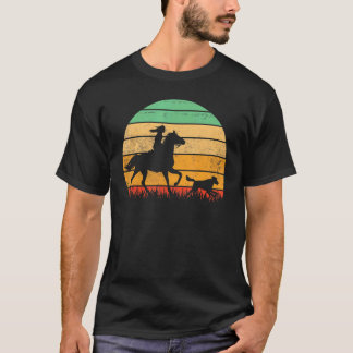 Retro-Mädchen mit Hunden und PferdReitenPferd T-Shirt