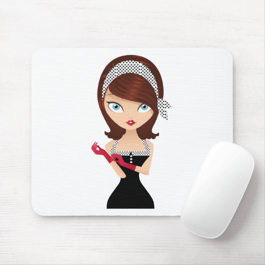 Retro Mädchen Mousepad (Mit Mouse)