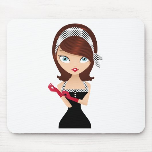 Retro Mädchen Mousepad (Vorne)