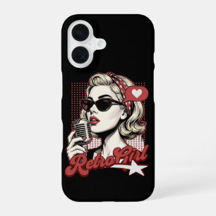 Retro-Mädchen Pop-Art-Sängerin iPhone 16 Hülle