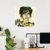 Retro Mädchen Poster (Heimbüro)