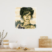 Retro Mädchen Poster (Küche)