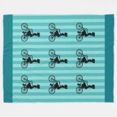 Retro-Mädchen Radfahrer-Silhouette Fleecedecke (Vorderseite (Horizontal))