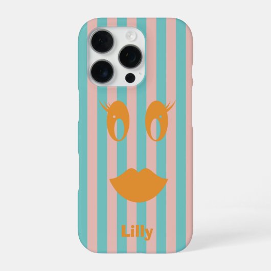 Retro-Mädchen-Smiley-Gesicht iPhone Hülle (Rückseite)