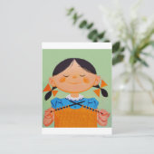 Retro-Mädchen strickt Postkarte (Stehend Vorderseite)