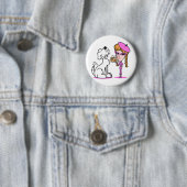 Retro-Mädchen und Haustierhund Button (Beispiel)