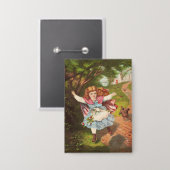 Retro-Mädchen und Hund Lithografie-Illustration Button (Vorderseite/Rückseite)