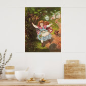 Retro-Mädchen und Hund Lithografie-Illustration Poster (Küche)