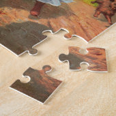 Retro-Mädchen und Hund Lithografie-Illustration Puzzle (Seite)