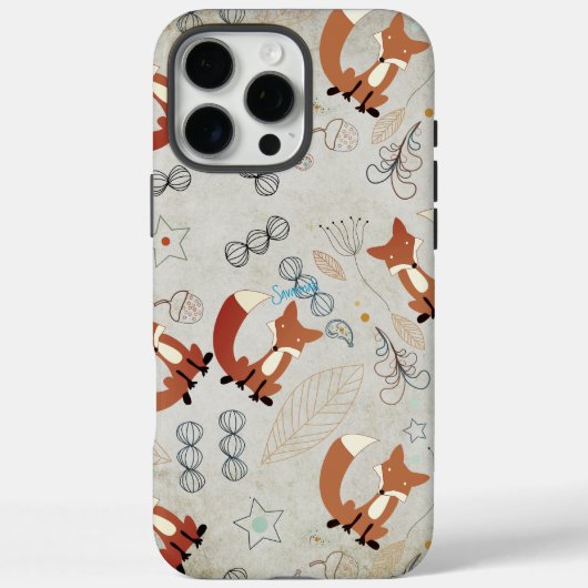 Retro-Mädchen-Waldtiere-Fuchs-Muster Case-Mate iPhone Hülle (Rückseite)