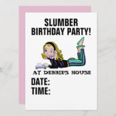 RETRO-MÄDCHENEINLAGEN EINLADUNG (Vorne/Hinten)