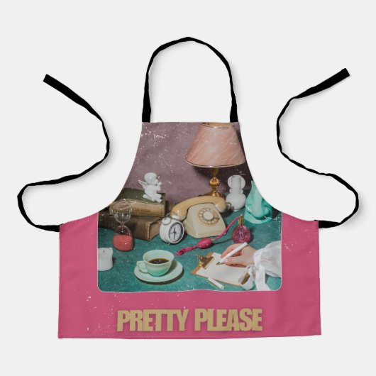 Retro-Mädchenhaftes „Pretty Please“-Druck | Helles Schürze (Vorderseite)
