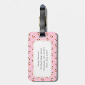 Retro-mädchenhaftes rosa Kirschmuster-Monogramm Gepäckanhänger (Rückseite vertikal)