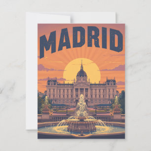 Retro Madrid Reise Postkarte