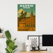 Retro Madrid, Spain Historic City Plaza Poster (Heimbüro)
