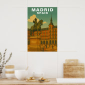 Retro Madrid, Spain Historic City Plaza Poster (Küche)