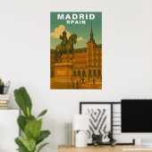 Retro Madrid, Spanien Historischer Stadtplatz Poster (Heimbüro)