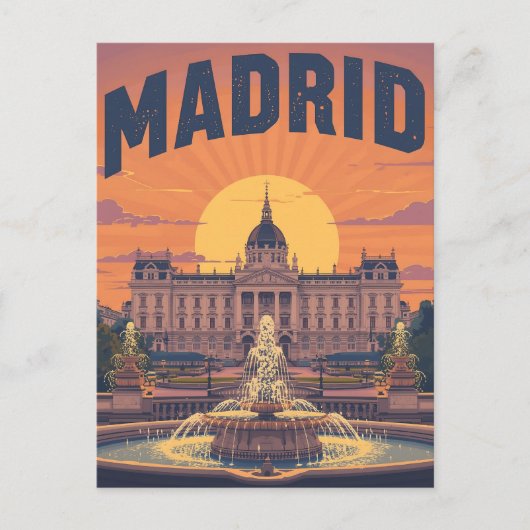 Retro Madrid Travel Postkarte (Vorderseite)
