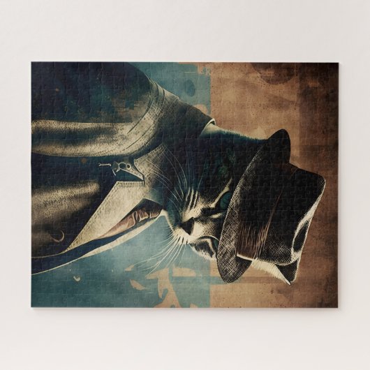 Retro Mafia Cool Cat Jigsaw Puzzle (Horizontal)