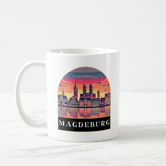 Retro Magdeburg Skyline Kaffeetasse (Links)