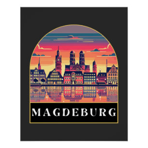 Retro Magdeburg Skyline Poster