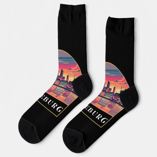 Retro Magdeburg Skyline Socken (Linkes Detail)