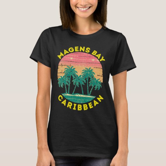 Retro Magens Bay Vacation Souvenir Palme Tree T-Shirt (Vorderseite)