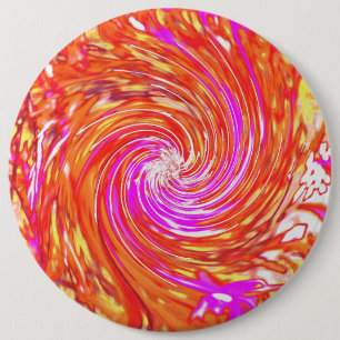 Retro Magenta and Autumn Colors Floral Swirl Button