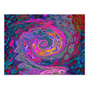 Retro Magenta, Grün und Orange Abstrakter Swirl Fotodruck