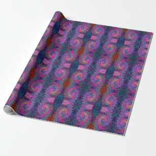 Retro Magenta, Grün und Orange Abstrakter Swirl Geschenkpapier