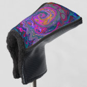 Retro Magenta, Grün und Orange Abstrakter Swirl Golf Headcover (3/4 Vorderseite)