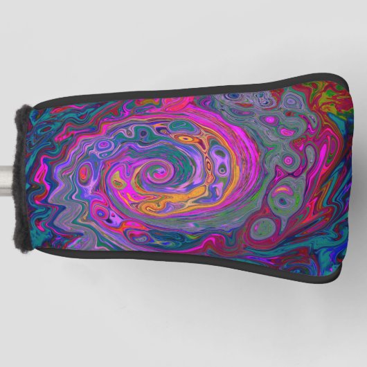 Retro Magenta, Grün und Orange Abstrakter Swirl Golf Headcover (Vorderseite)