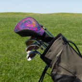 Retro Magenta, Grün und Orange Abstrakter Swirl Golf Headcover (In SItu)