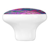 Retro Magenta, Grün und Orange Abstrakter Swirl Keramikknauf (Seitenansicht)