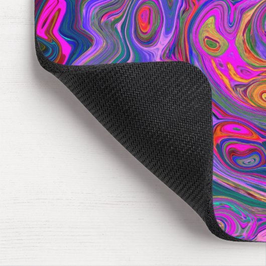 Retro Magenta, Grün und Orange Abstrakter Swirl Mousepad (Ecke)