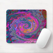 Retro Magenta, Grün und Orange Abstrakter Swirl Mousepad (Mit Mouse)